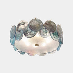 Lámpara de techo semiempotrada con forma de concha marina de cristal de aldea, 3 colores