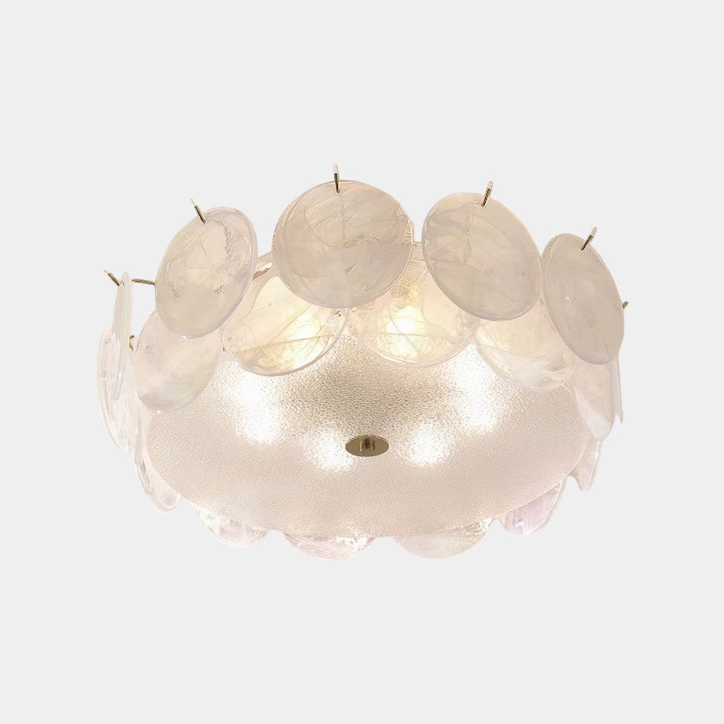 Lámpara de techo semiempotrada con forma de concha marina de cristal de aldea, 3 colores