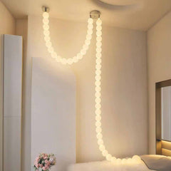 Necklace Pendant Light French Pearl White Globe LED