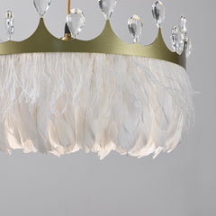 Nordic Crystal Crown Feather Chandelier Detail