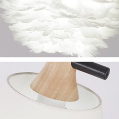 Nordic Feather White Shade Black Base Table Desk Lamp Details