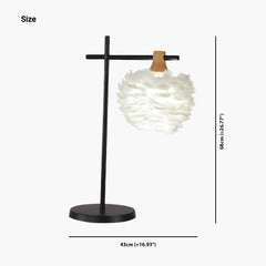 Nordic Feather White Shade Black Base Table Desk Lamp Size