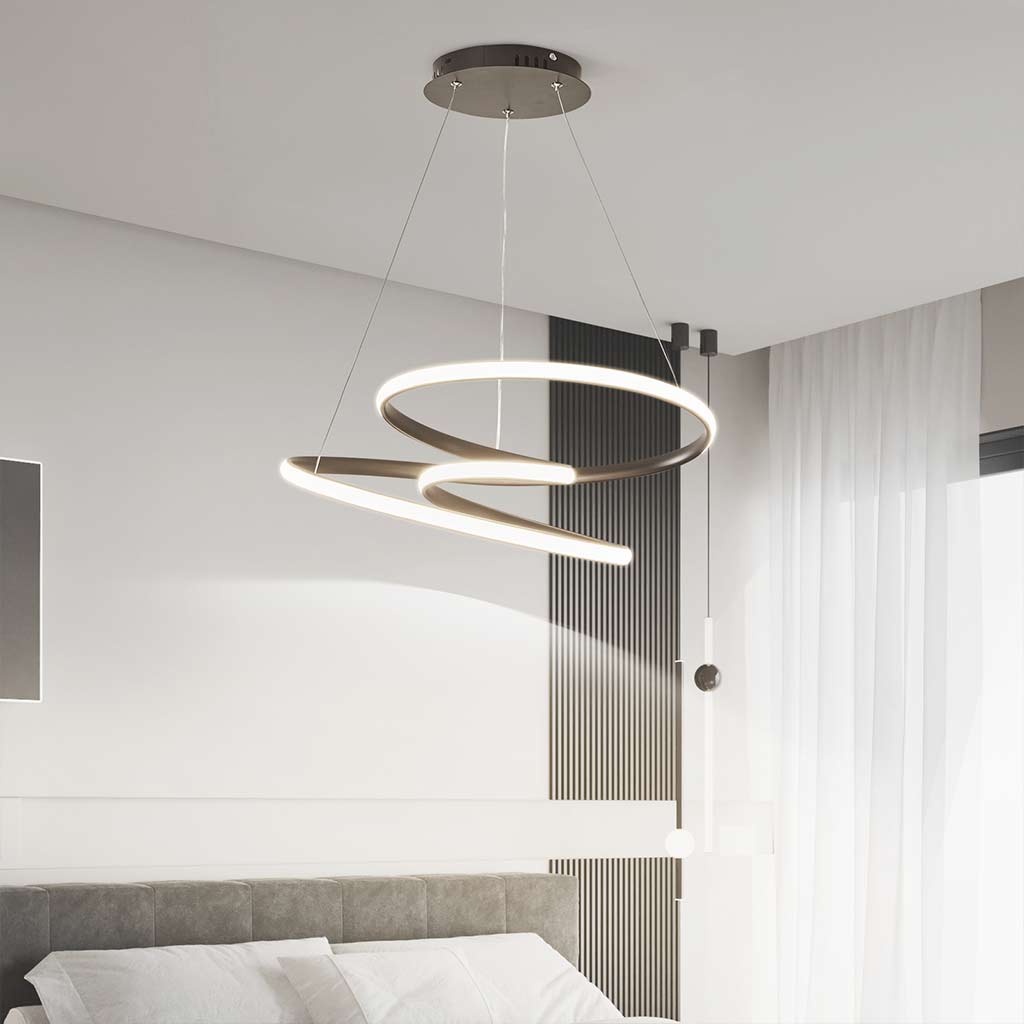 Nordic Geometric Ring Helix Chandelier Ceiling Light Bedroom