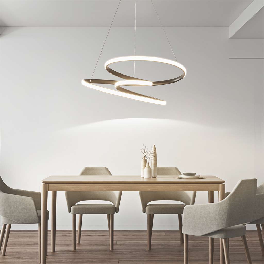 Nordic Geometric Ring Helix Chandelier Ceiling Light Dining Room