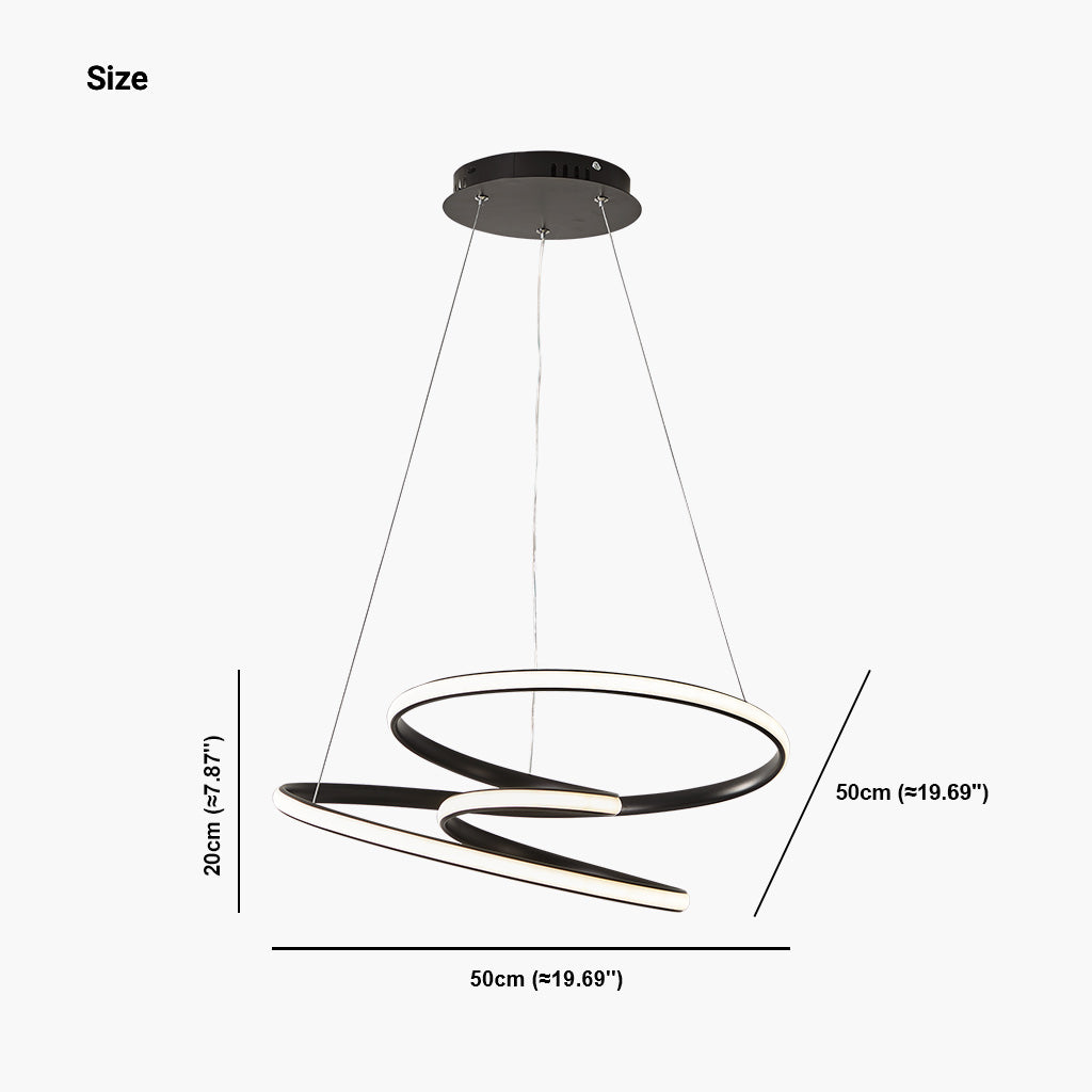 Nordic Geometric Ring Helix Chandelier Ceiling Light Size