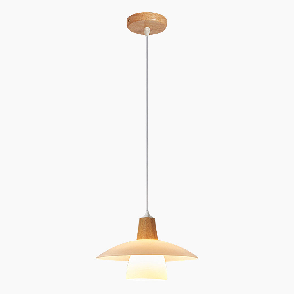 Nordic Log Wood Glass UFO Pendant Light Main