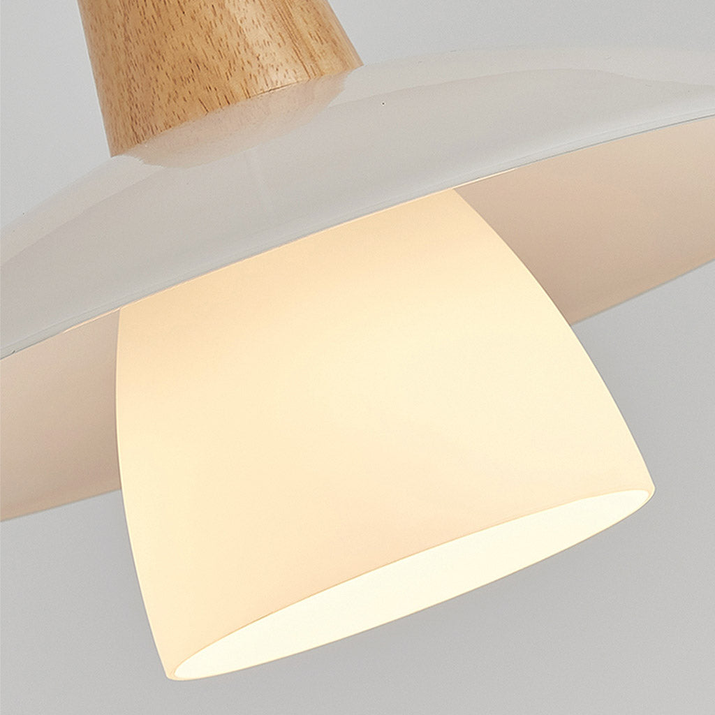 Nordic Log Wood Glass UFO Pendant Light Shade