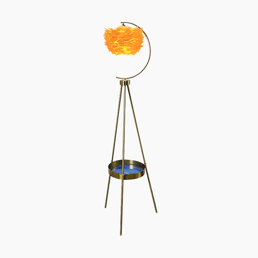 Nordic Tripod Feather Floor Lamp Orange