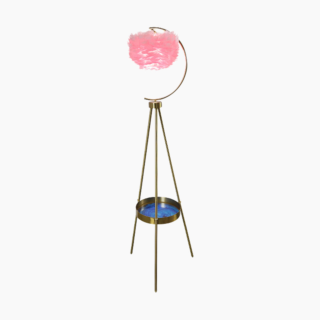 Nordic Tripod Feather Floor Lamp Pink