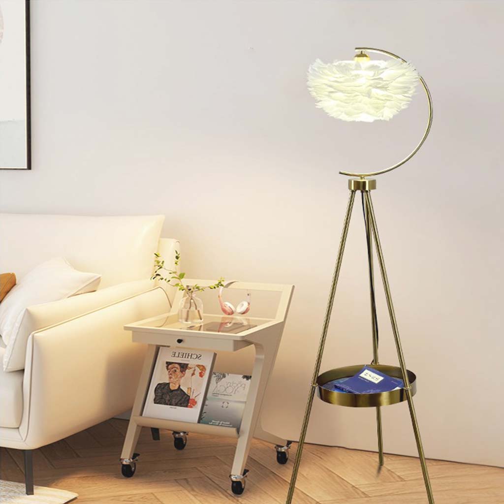 Nordic Tripod Feather Floor Lamp White Living Room
