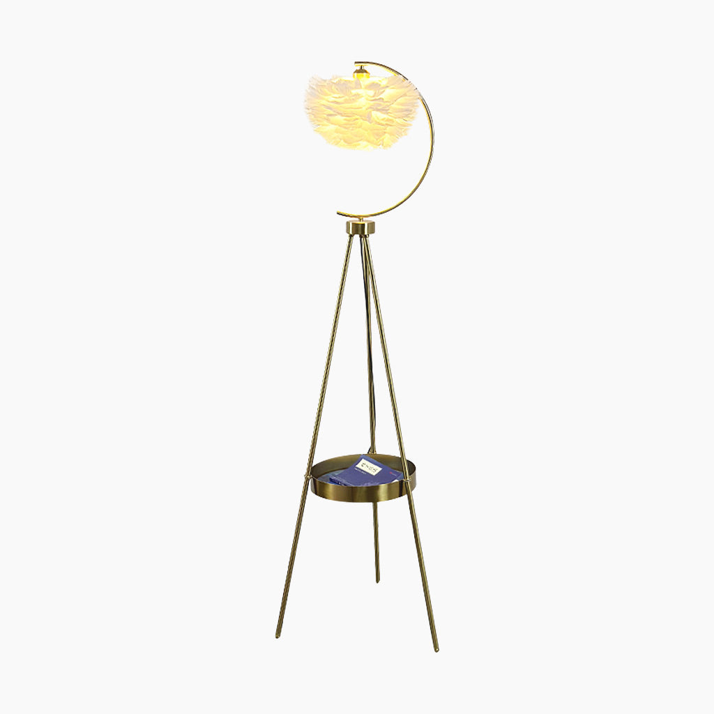 Nordic Tripod Feather Floor Lamp White