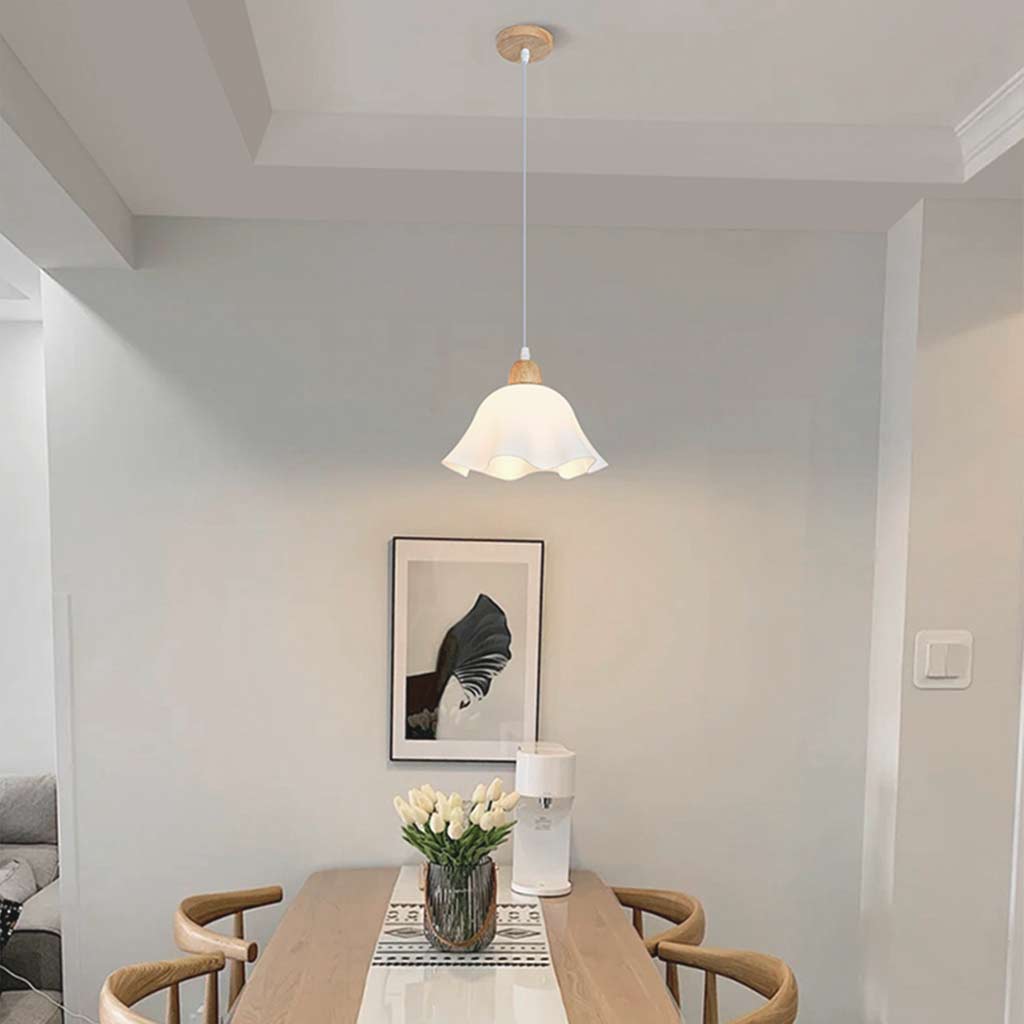 Nordic Wood Acrylic Flower Pendant Light Room 1 Light