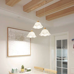Nordic Wood Acrylic Flower Pendant Light Room 3 Light