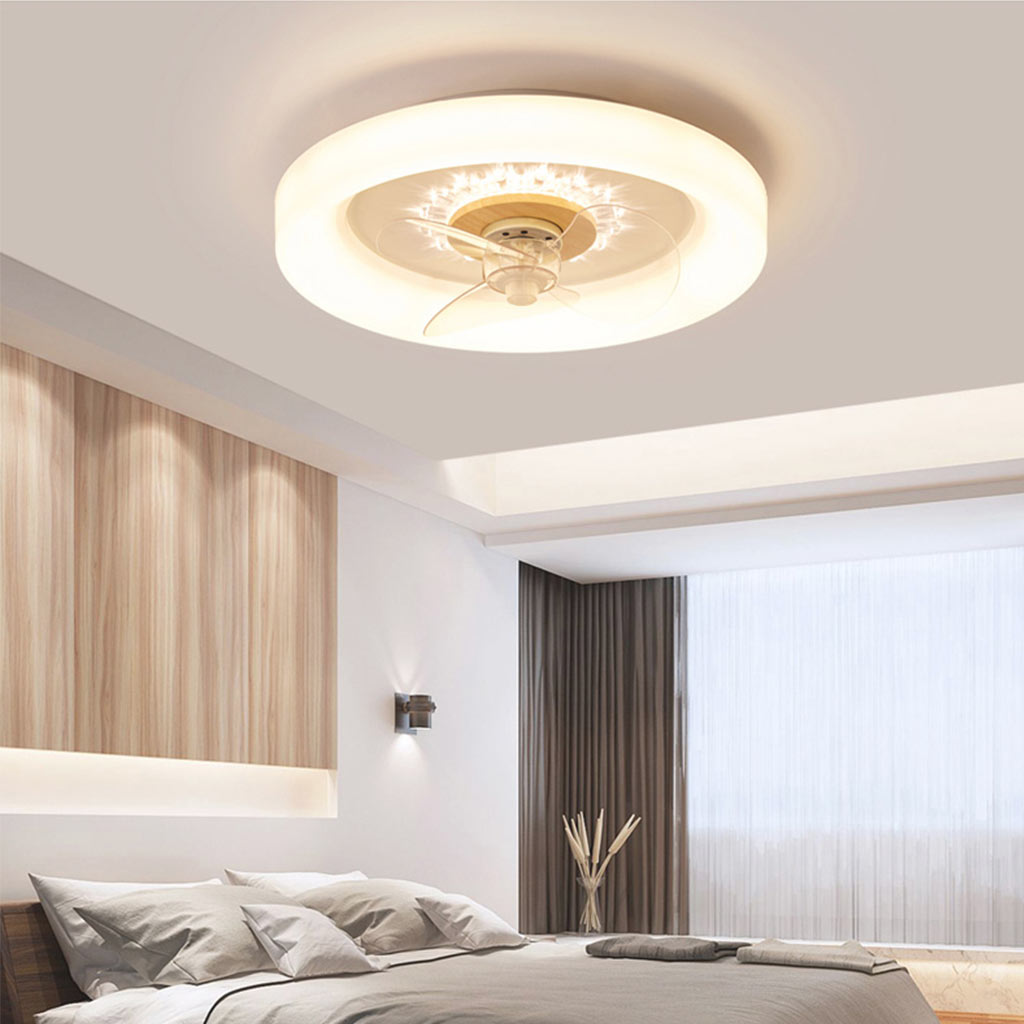 Nordic Wood Acrylic 3 Blade Ceiling Fan with Light Bedroom Type E