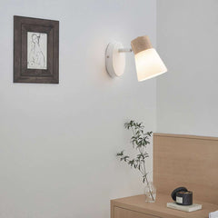 Nordic Wood and Glass Wall Sconce Lighting 1 Light Study Room