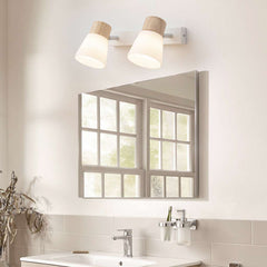 Nordic Wood and Glass Wall Sconce Lighting 2 Light Bathroom