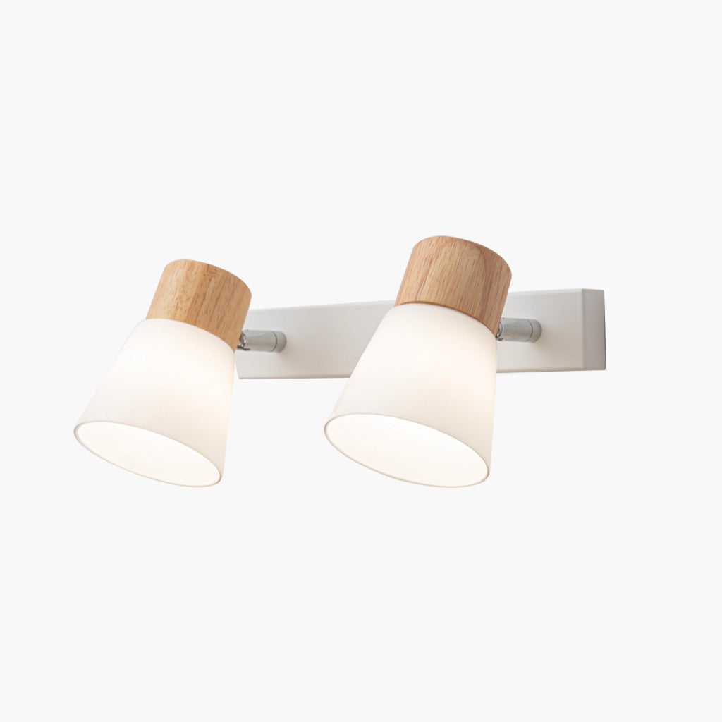 Nordic Wood and Glass Wall Sconce Lighting 2 Light