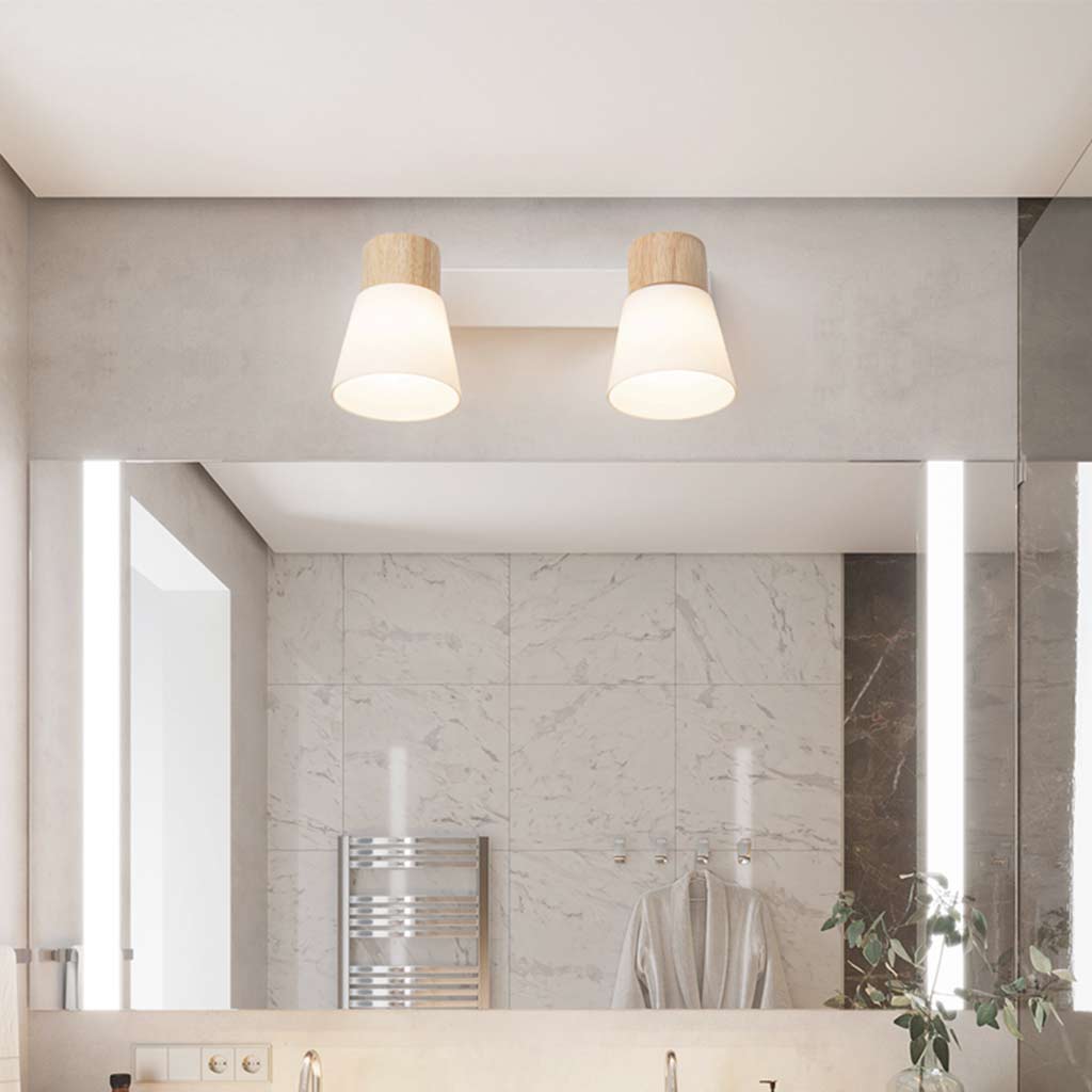 Nordic Wood and Glass Wall Sconce Lighting Bathroom