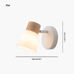 Wall Sconce Lighting Nordic White, Wood and Glass