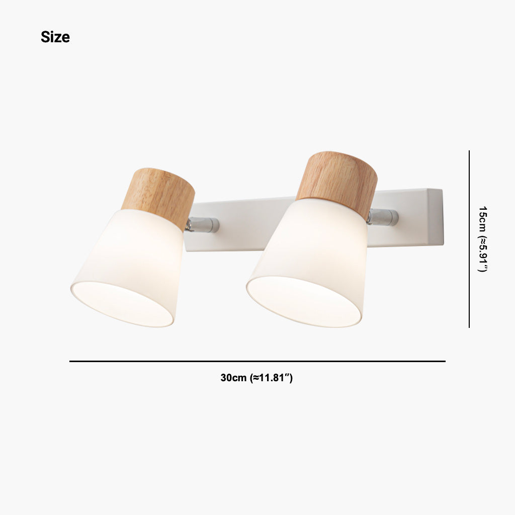 Wall Sconce Lighting Nordic White, Wood and Glass