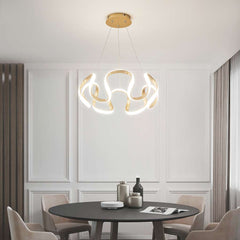 Novelty LED Round Aluminum Gold Linear Chandelier Coffee Table