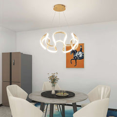 Novelty LED Round Aluminum Gold Linear Chandelier Gold