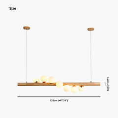 Novelty Wood Glass Globe Linear Chandelier 7 Lights Size