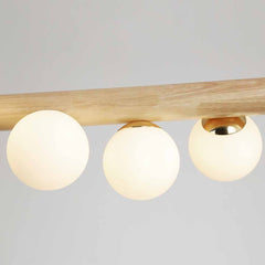 Novelty Wood Glass Globe Linear Chandelier Detail Bulb