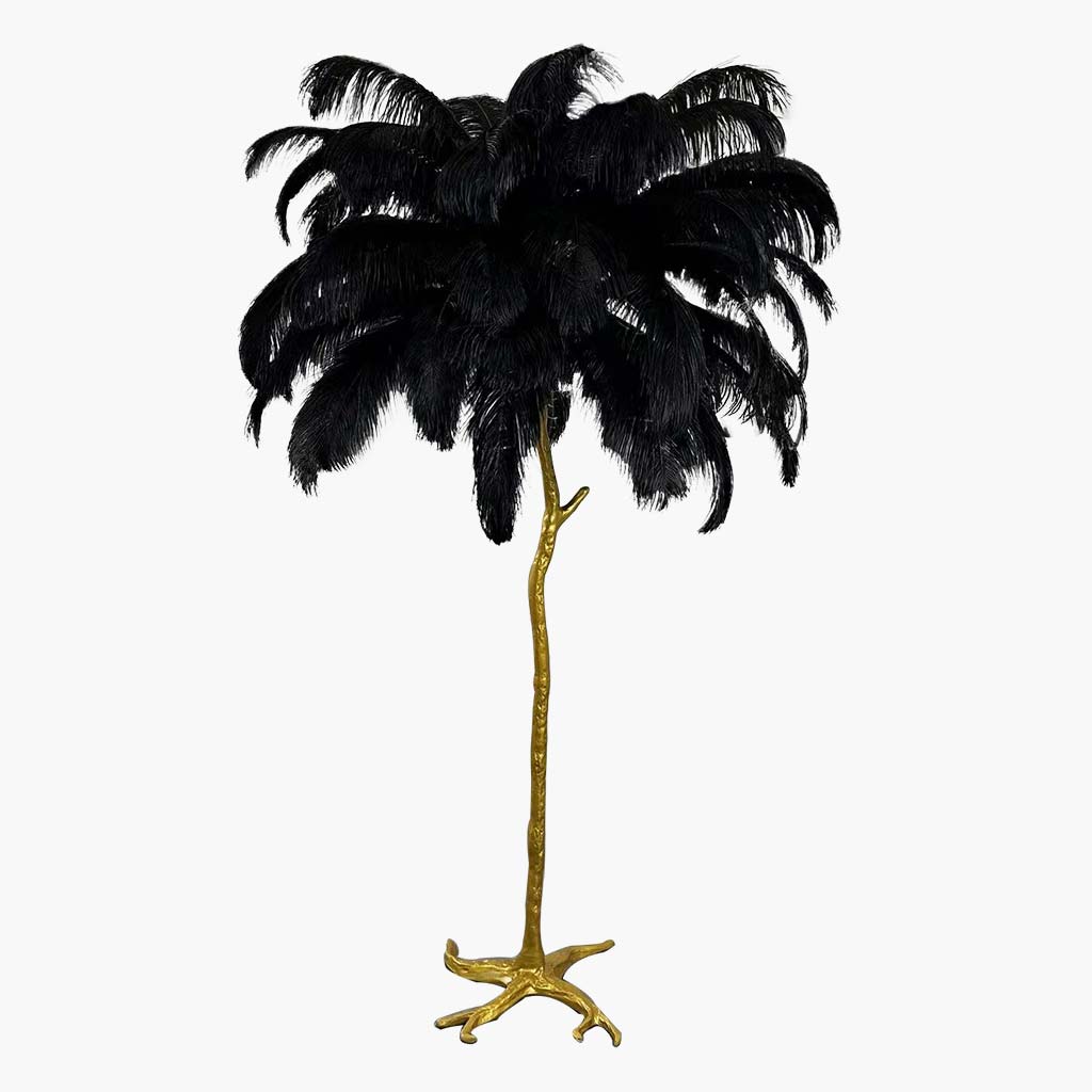 Ostrich-Feather-Floor-Lamp-Black