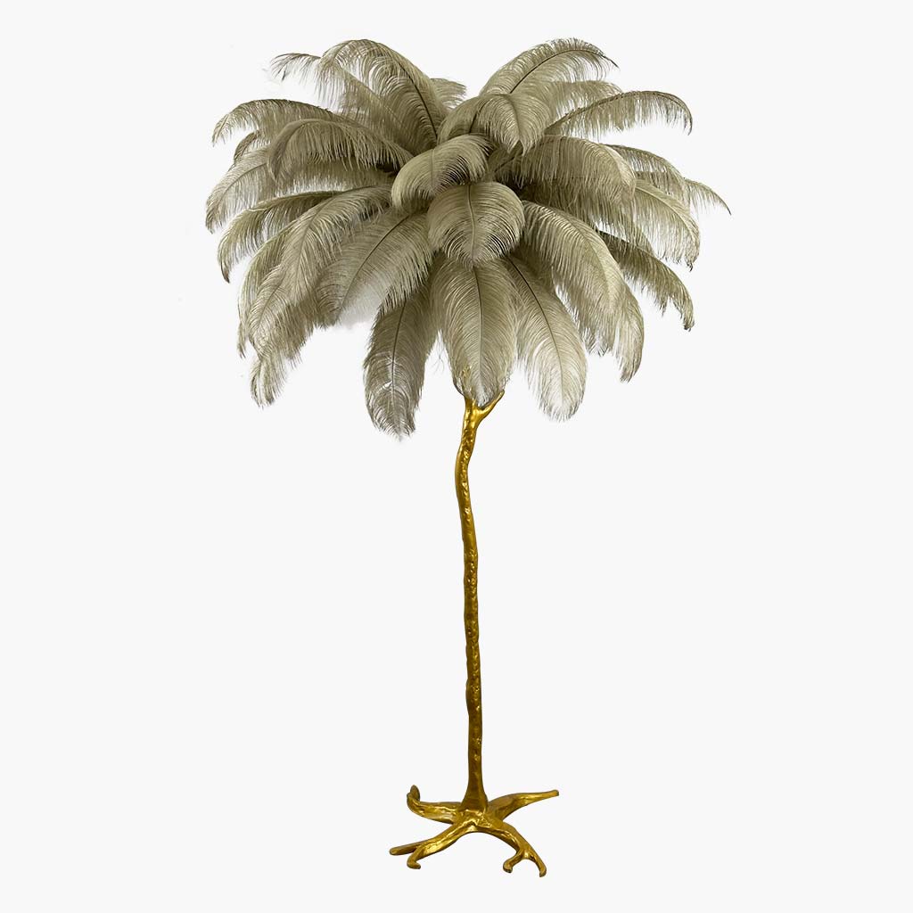 Struisvogelveren vloerlamp luxe, 16 kleuren/hars