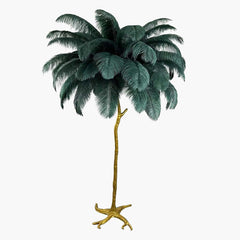 Ostrich-Feather-Floor-Lamp-Green