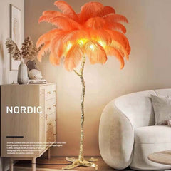 Strutsfjädergolvlampa Lyx, 16 Färger/Harts