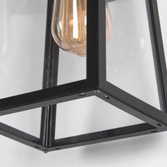 Outdoor Wall Sconce Light Industrial Glass, Black