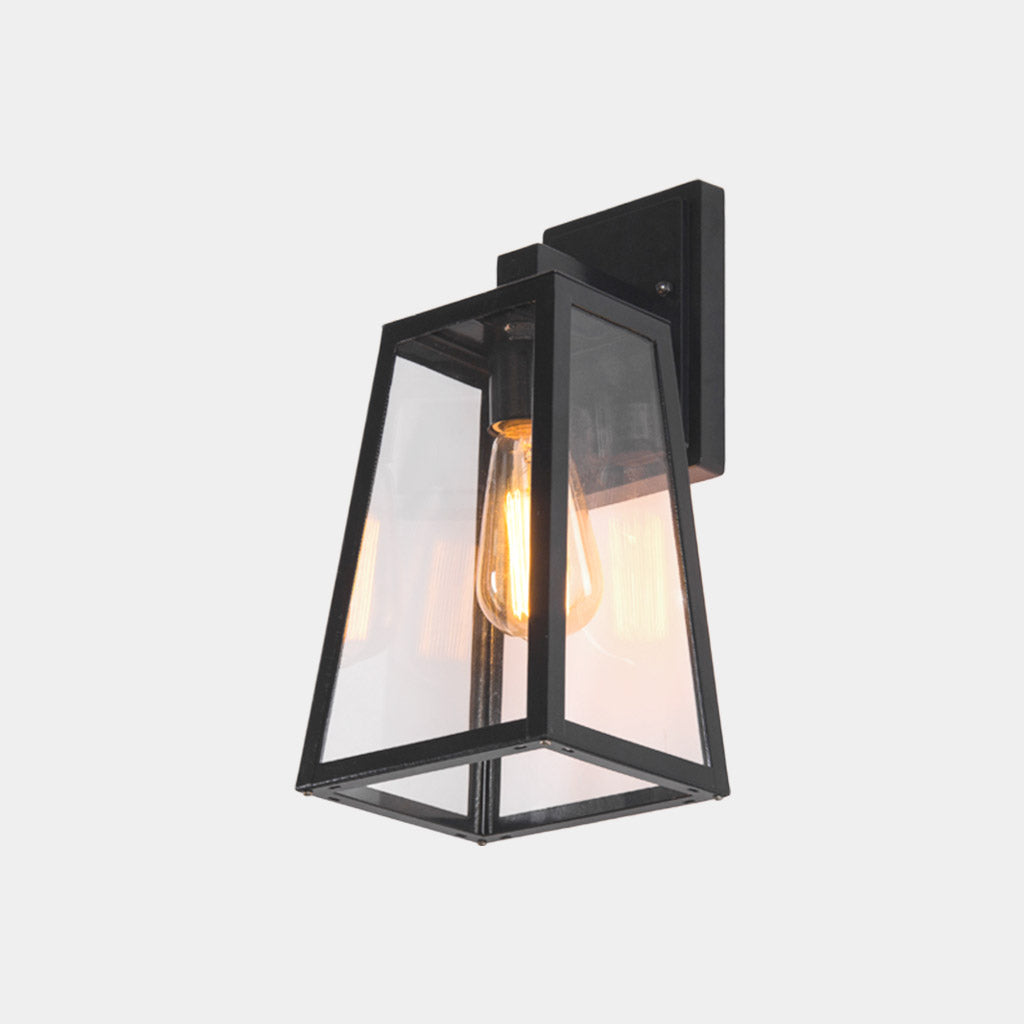 Outdoor Wall Sconce Light Industrial Glass, Black