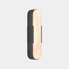 Oval Wall Lamp Marble Alabaster Indoor LED, Black / Gold