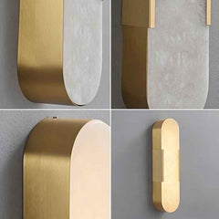 Oval Wall Lamp Marble Alabaster Indoor LED, Black / Gold