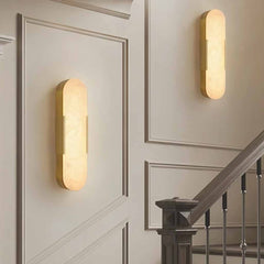 Oval Wall Lamp Marble Alabaster Indoor LED, Black / Gold
