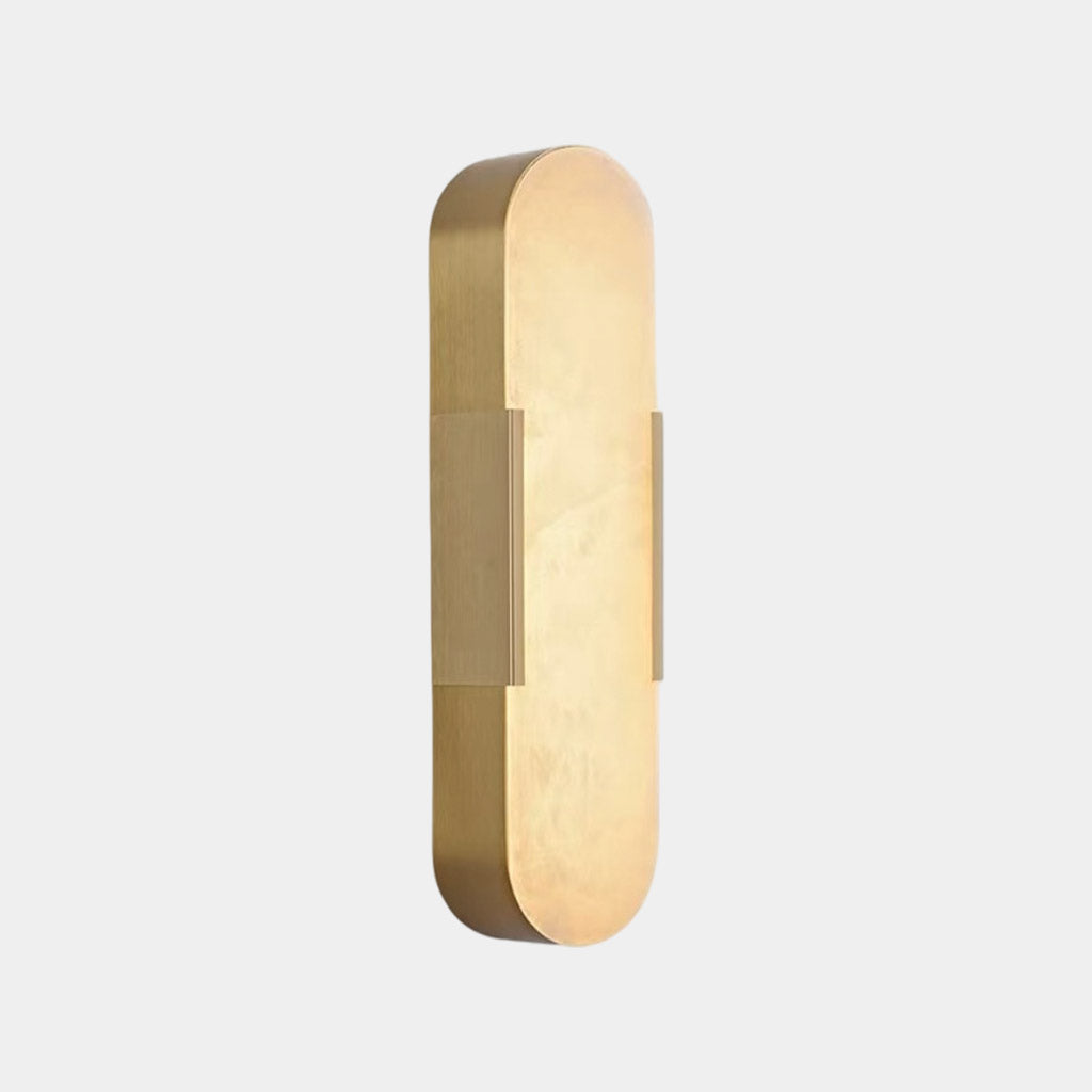 Oval Wall Lamp Marble Alabaster Indoor LED, Black / Gold