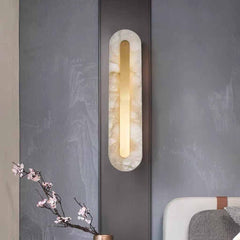 Oval Wall Light Minimalist Marble Brass LED