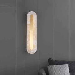 Oval Wall Light Minimalist Marble Brass LED