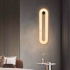 Ovale Wandleuchte, minimalistische Alabaster-LED
