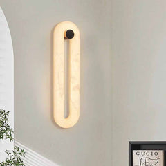 Ovale Wandleuchte, minimalistische Alabaster-LED