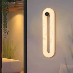 Ovale Wandleuchte, minimalistische Alabaster-LED