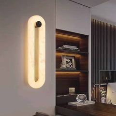 Ovale Wandleuchte, minimalistische Alabaster-LED