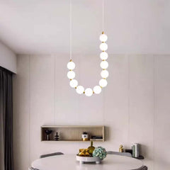 Collar de perlas Araña Latón Blanco Globo LED