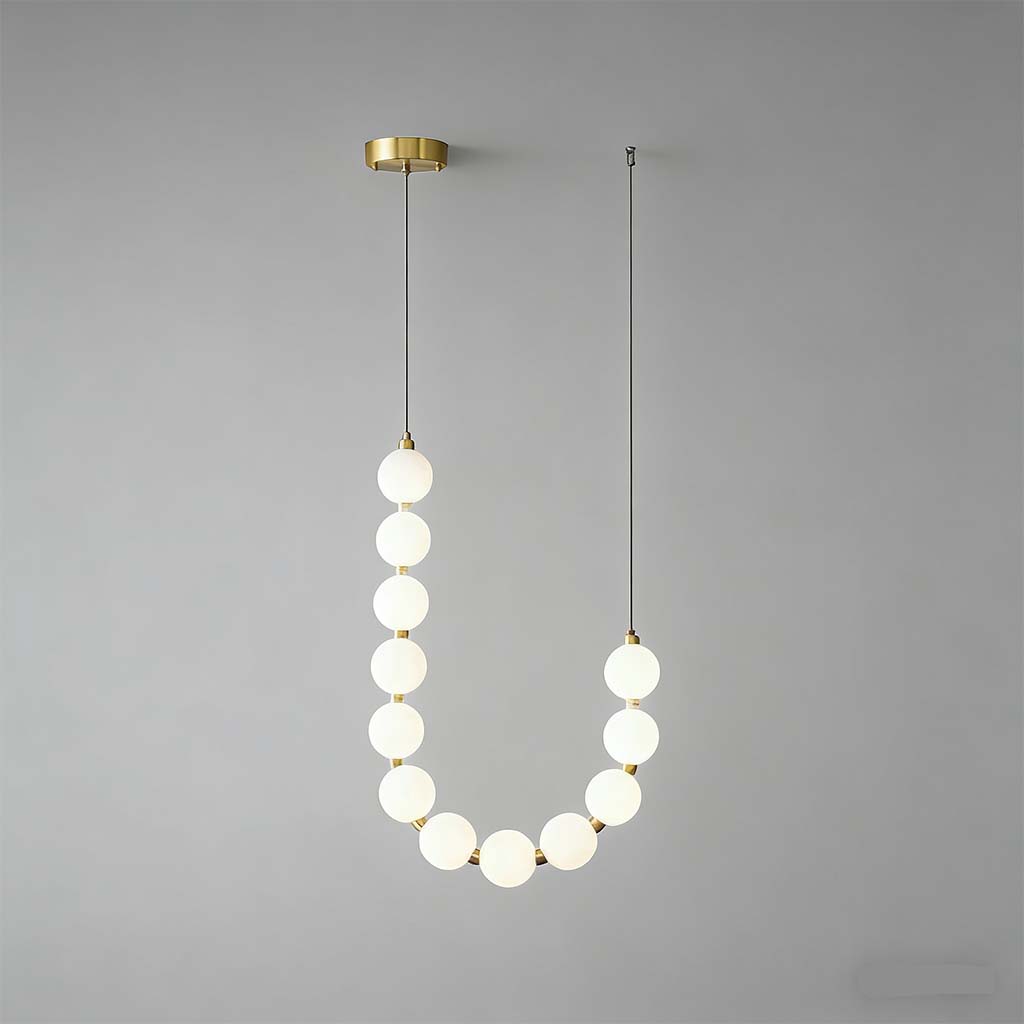 Collar de perlas Araña Latón Blanco Globo LED