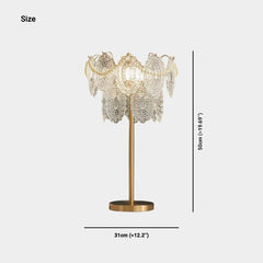 Tamaño de la lámpara de mesa de cristal escalonado de perlas