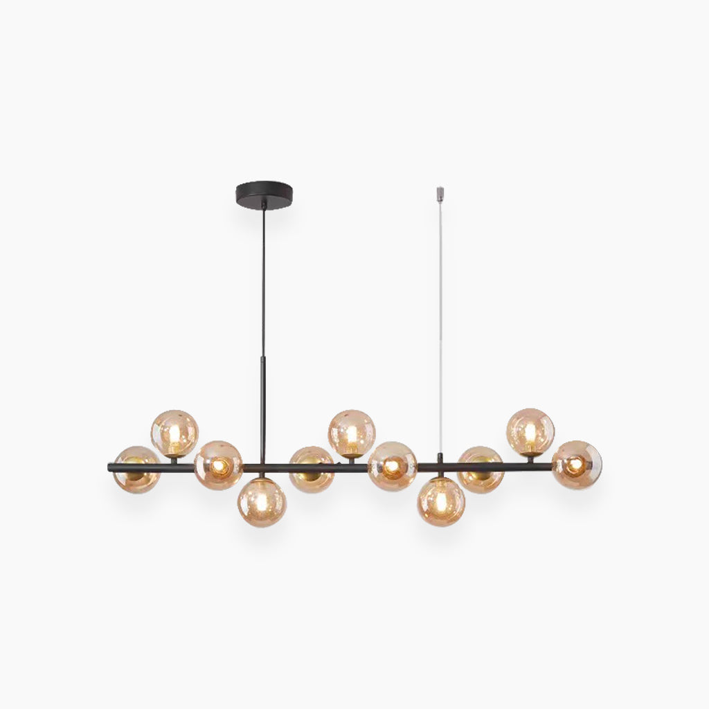 Pendant Chandelie Glass Globe Bubble 11 Light Amber Black
