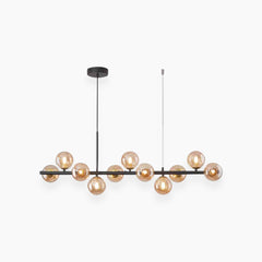 Pendant Chandelie Glass Globe Bubble 11 Light Amber Black