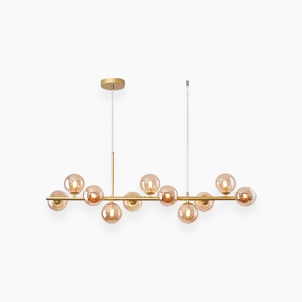 Pendant Chandelie Glass Globe Bubble 11 Light Amber Gold